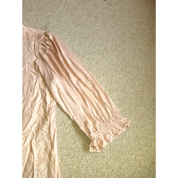 NWT Womens Top-DEMOCRACY-lt pink embroidered button-up BOHO fairy balloon slv-XL - Picture 3 of 7